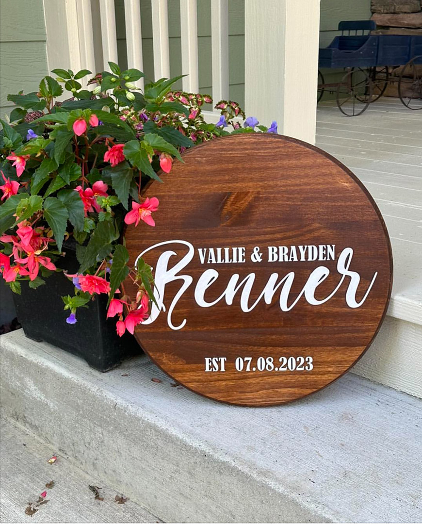 wedding sign round at home interiors