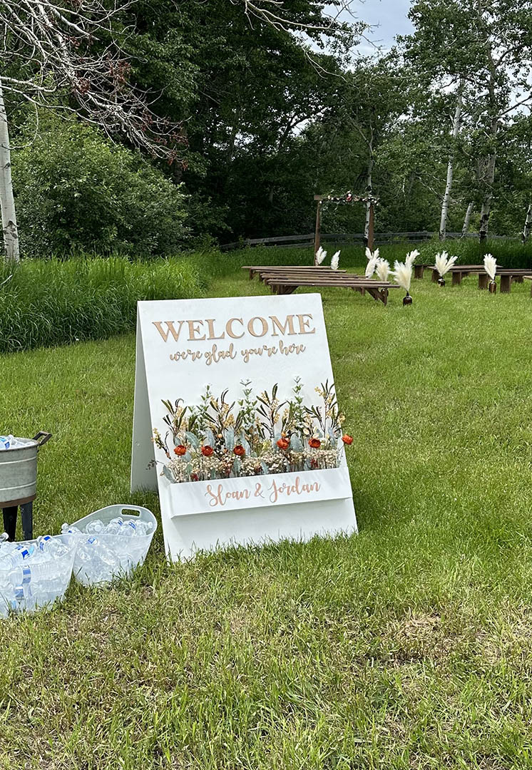 wedding sign welcome on display at home interiors