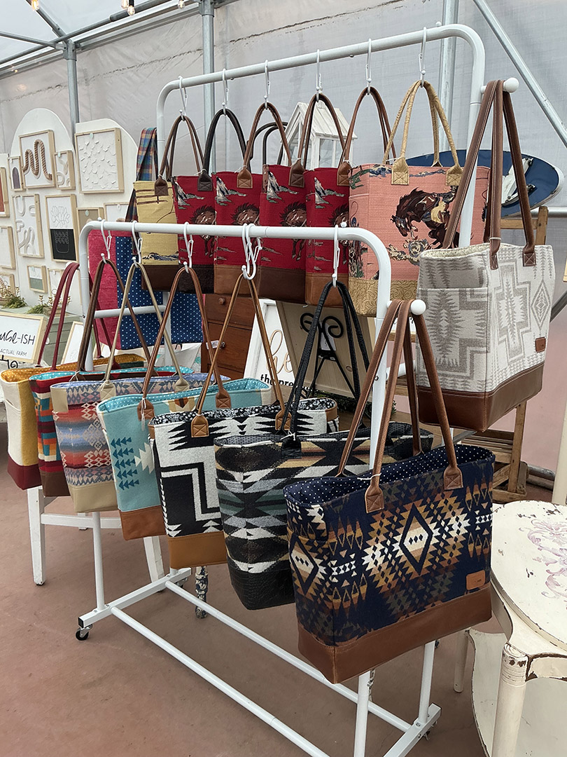 womens tote bag display at home interiors